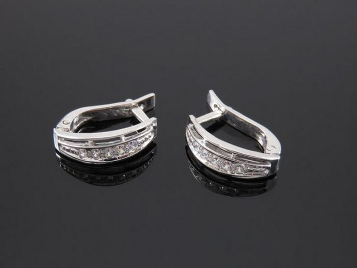 Серебряные серьги 925 пробы с фианитами - 40