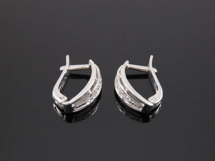 Серебряные серьги 925 пробы с фианитами - 40