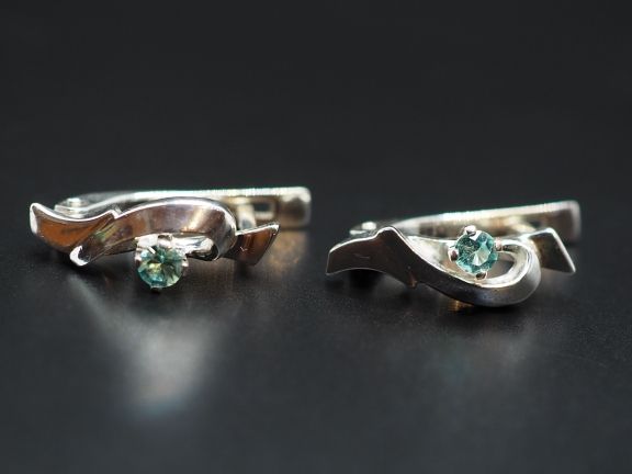 Серьги из серебра с натуральными бериллами - 77