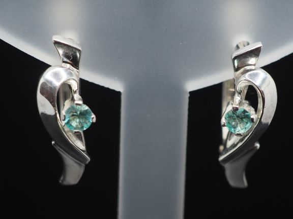 Серьги из серебра с натуральными бериллами - 77