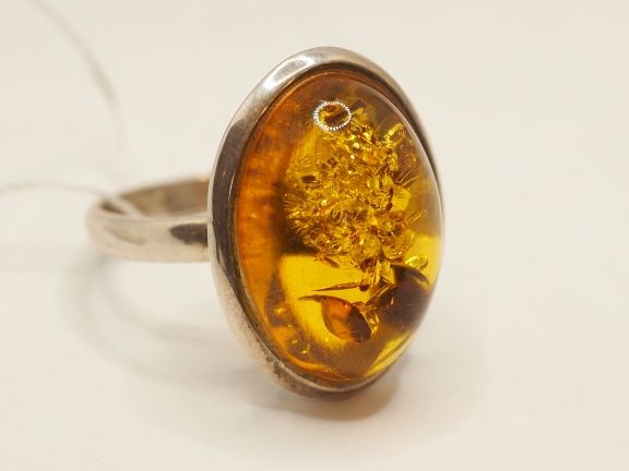 Серебряное кольцо с Янтарём - 204