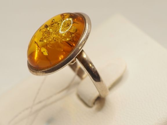 Серебряное кольцо с Янтарём - 204