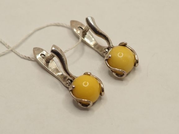 Серьги из серебра с Янтарём - 82