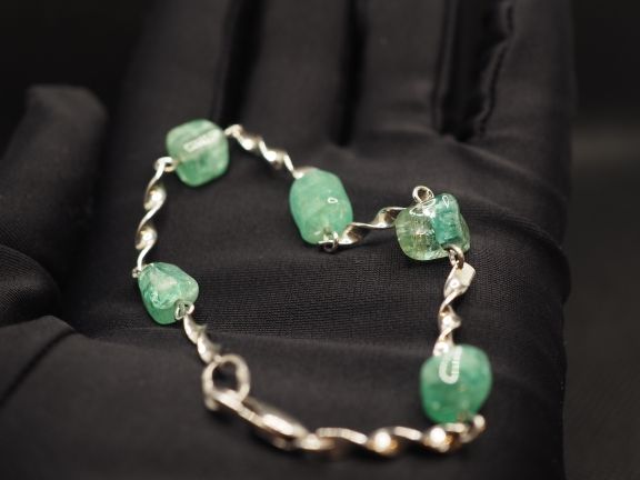 Серебряный браслет с бериллами 22.25 карата - 11